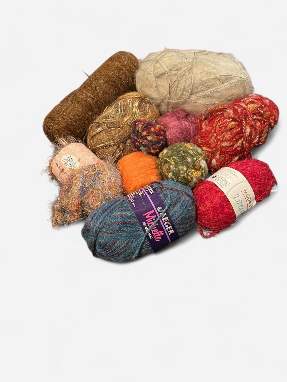 11 Skein Mohair Yarn Destash Lot Yarn Bee Moda Dea Jaeger 1.27lbs Mixed